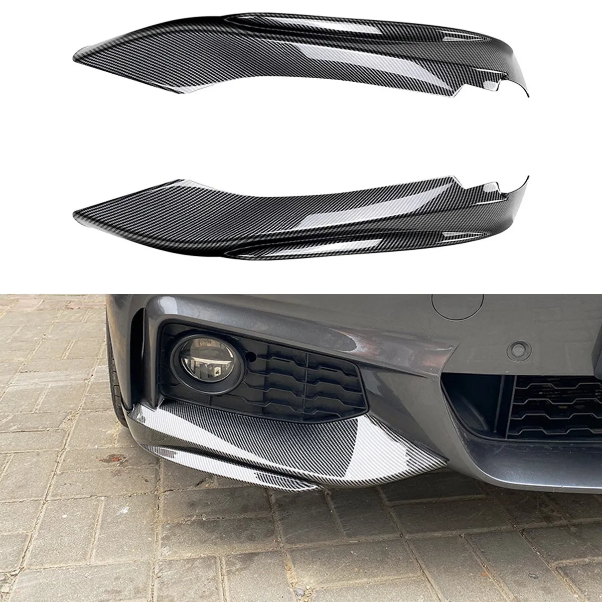 Для BMW-4 серии F32 F33 F36 M-Tech 2014-2020 Передний бампер Кромка Угол Диффузор Разветвитель Спойлер Протектор Углеродное волокно Изображение 1