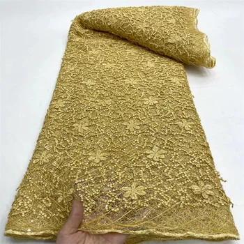 Высококачественная африканская нигерийская кружевная ткань из тюля с пайетками вышивка шитье гипюровая сетка ткань выпускные платья пайетки 5 ярдов