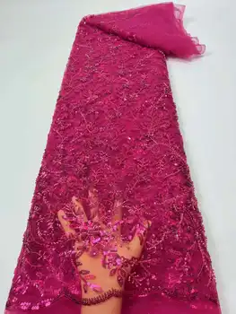 Красивое бисерное кружево с бисером + пайетки вышивка французская сетчатая пряжа африканскаякрасочное кружево с пайетками для вечерних платьев вечеринка